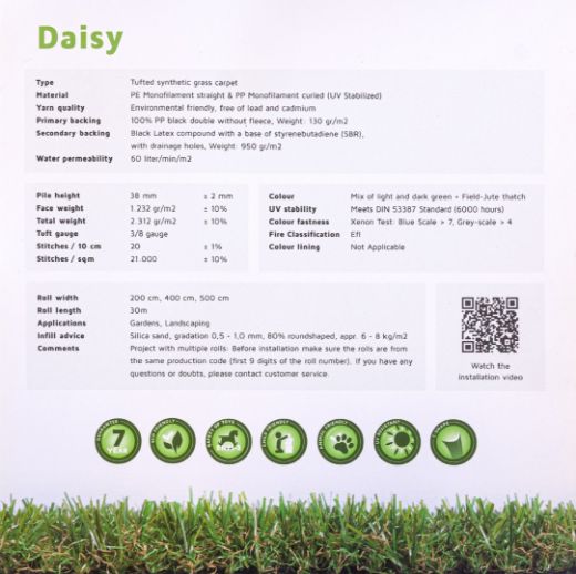 Daisy Artificial Grass 38MM - 5M 3