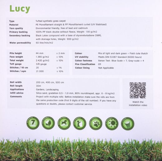 Lucy Artificial Grass 44MM - 4M 3